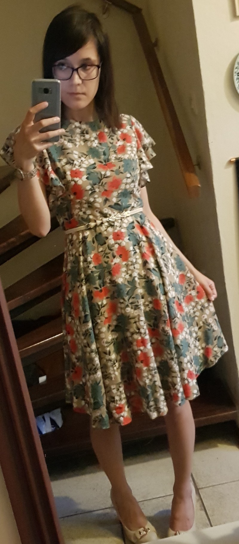 Bright coloured floral dress