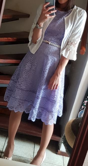 Bright violet romantic lace dress
