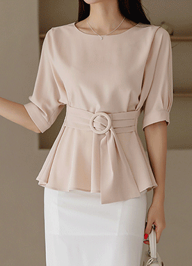 [Louis Angel]Cocoon Belted Blouse