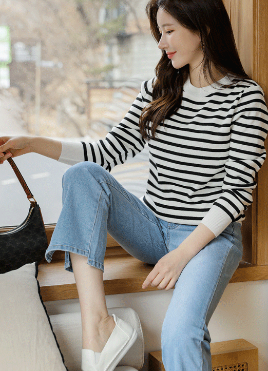 Contrast-Stripe Sweater
