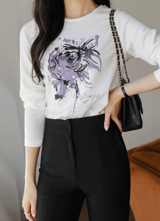 [Louis Angel]  Hot Fix & Purple Graphic T-Shirt