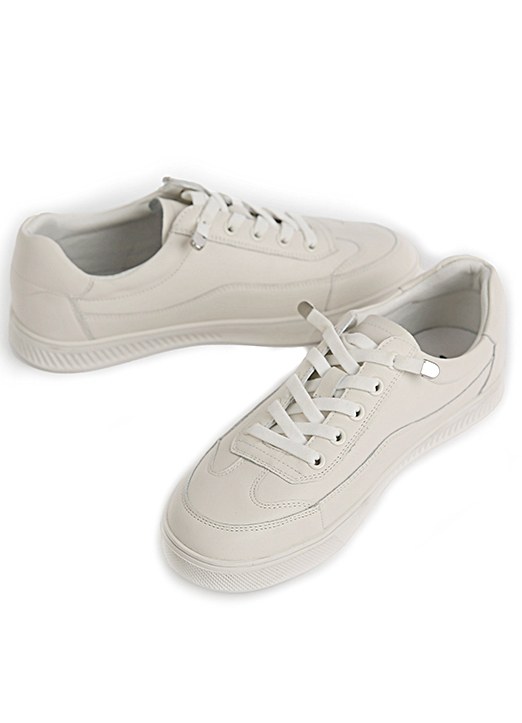 Elastic Shoe Lace Leather Sneakers