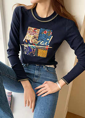 [Louis Angel] Merci Round Neck Long Sleeves Top