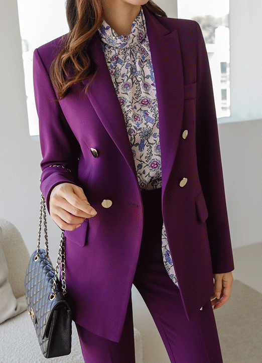 Double Breasted Gold Button Tailored Jacket