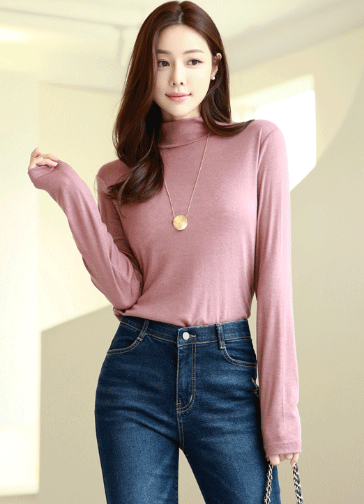 [Louis Angel] (5 Colors) Wool Blended Daily Mock  Neck Top
