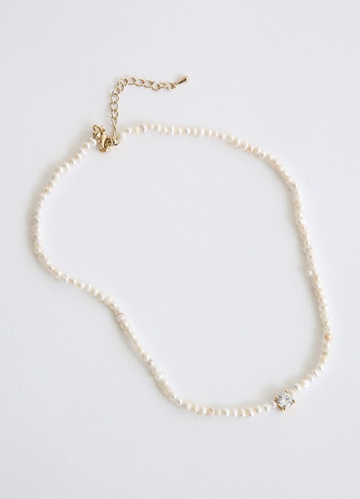 Cubic Pendant Freshwater Pearl Necklace