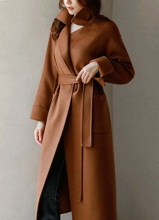 [Louis Angel] Wool Cashmere Blended Belted Handmade Long Coat