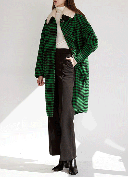 [The Onme] Wool100 Reversible Check Long Coat