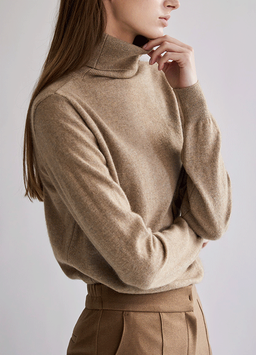 [The Onme] (5 Colors) Premium Wool Blended Turtleneck Knit Top
