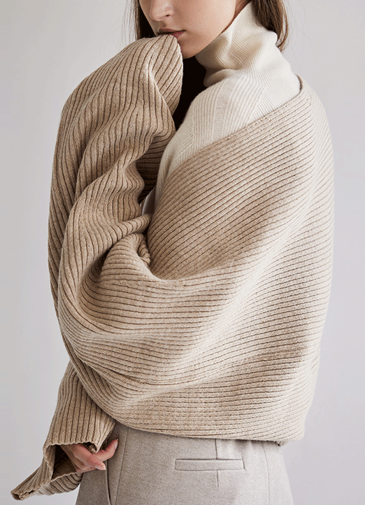 [The Onme] Cashmere Mix Loose Ribbed Knit Shrug