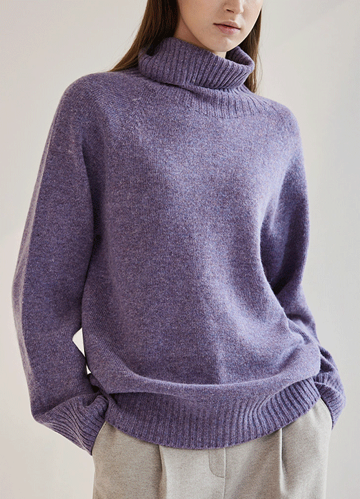 [The Onme] (4 Colors) Wool Blended Seamless Turtleneck Knit Top