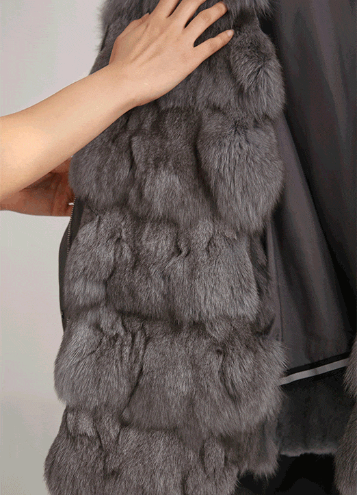 Detachable Real Fox Fur Lining Hooded Safari Jacket