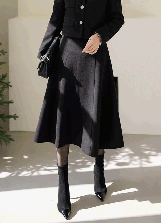 [Louis Angel] Feminine Paneled Flare Midi Skirt