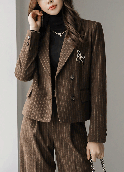 [Louis Angel] Wool10 Double Breasted Stripe Tailored Jacket