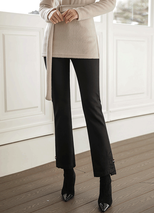 Mid Rise Embroidered Patch Side Slit Boot-cut Jeans