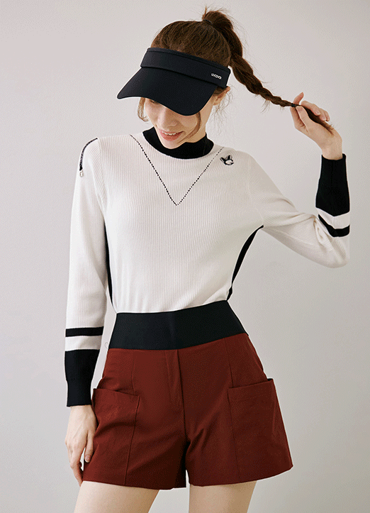 [QoG] Contrast Lining Ribbed Knit Top