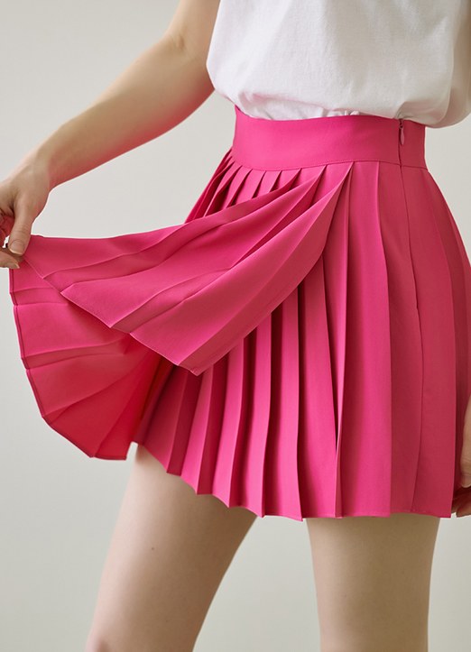 [QoG] Unbalanced Pleats Mini Skirt w/ Inner Shorts