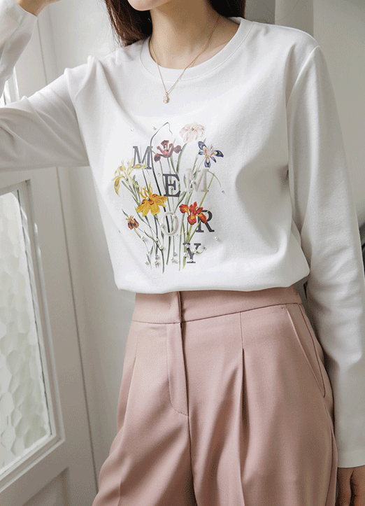 [Louis Angel] MEMORY Lettering Floral Print T-Shirt