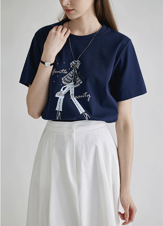 [The Onme] Stylish Girl Lettering T-Shirt