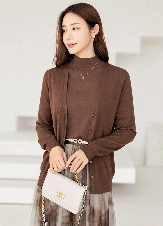 (15 Colors) Soft Touch V-Neck Knit Cardigan