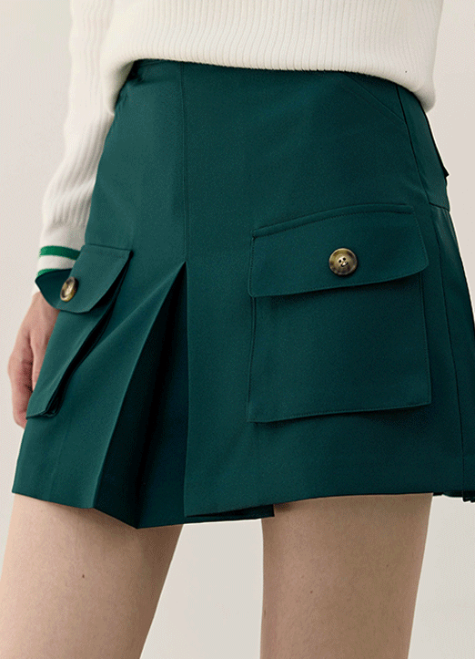  [QoG] Cargo Pocket Front Pleats Skirt