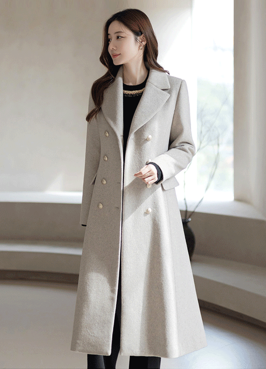 [LouisAngel] Premium Wool50 Double Breasted Longline Coat