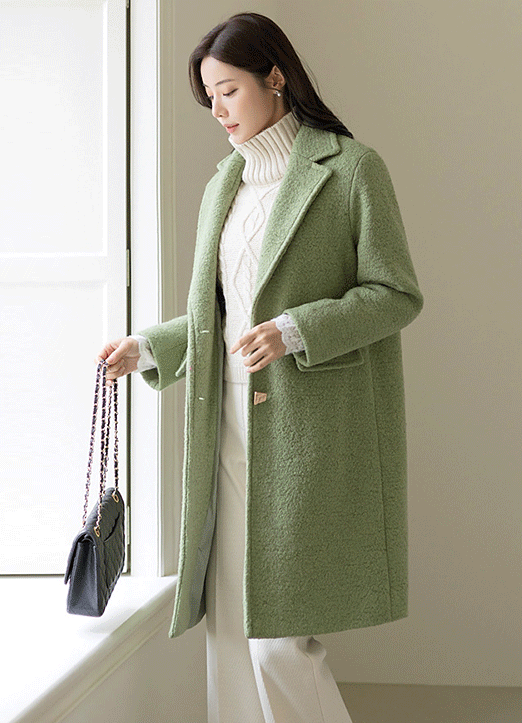 [LouisAngel] Premium Wool50 Blended Metallic Boucle Coat 