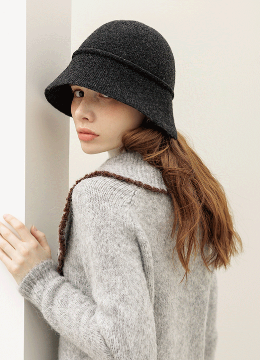 [The Onme] Split Back Wool-Blend Knitted Bucket Hat