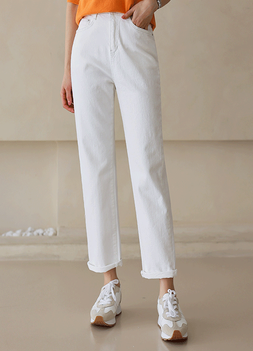 High Rise Elastic Waist Tapered Cotton Pants