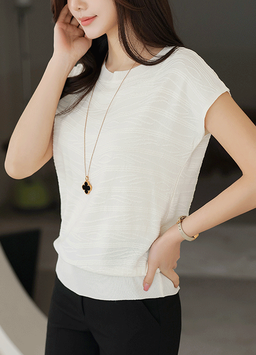 [The Onme] (4 Colors) Dolman Short Sleeve Textured Knit Top