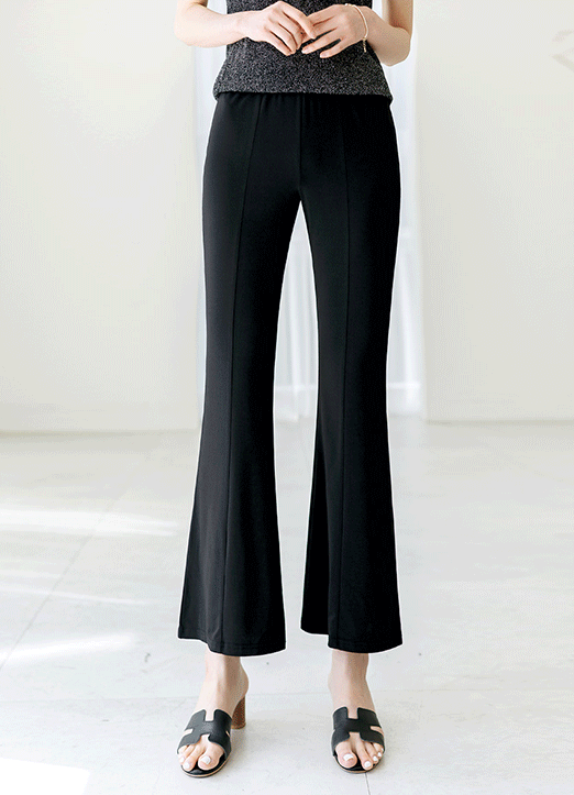 [The Onme] Comfy Stretch Elastic Waistband Boot-Cut Pants