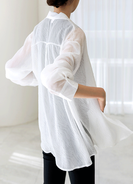 Distinctive Textured Relaxed Sheer Shirt