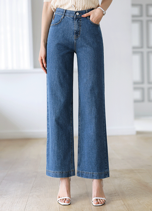 Elastic Waist Heart Patch Point Wide Straight Cotton Pants