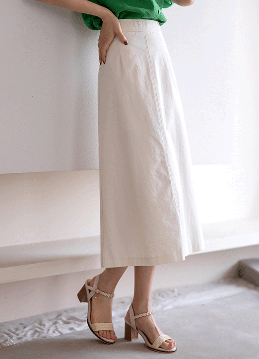 Paneled A-Line Cotton Skirt