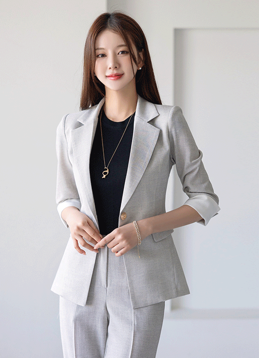 Line-Like One Button Tailored Jacket