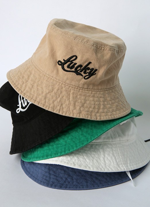 Embroidered Lucky Lettering Bucket Hat