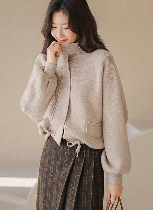 Modern Drawstring Knit Jacket