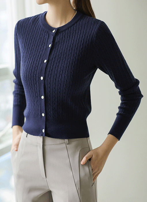 Classic Cable Slim Knit Cardigan