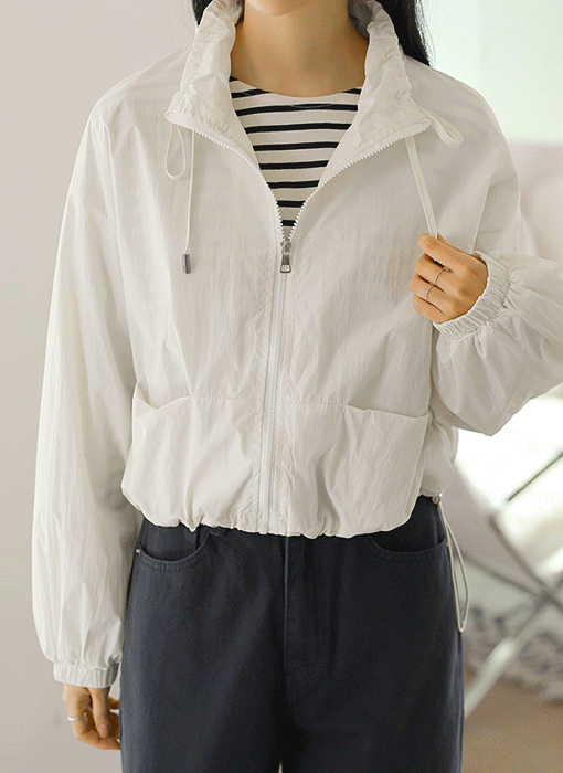 [The Onme] Breezy String Zip-Up Jacket