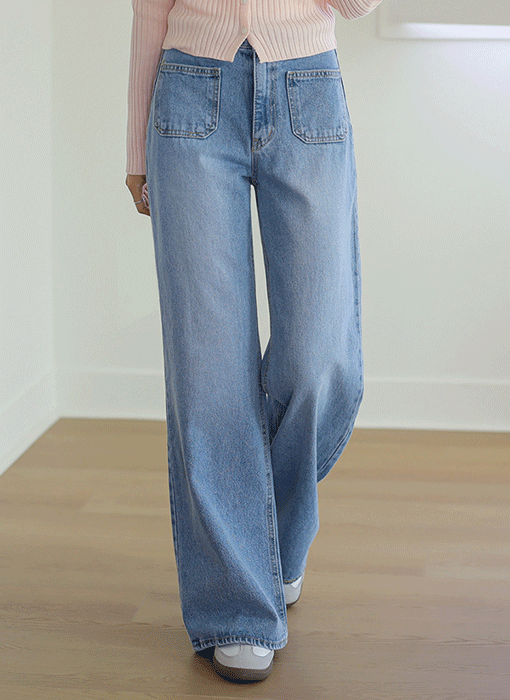 [The Onme] Urban Patch Pocket Wide Jeans