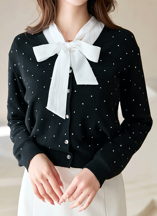 Charm Dot Wool Blended Knit Cardigan