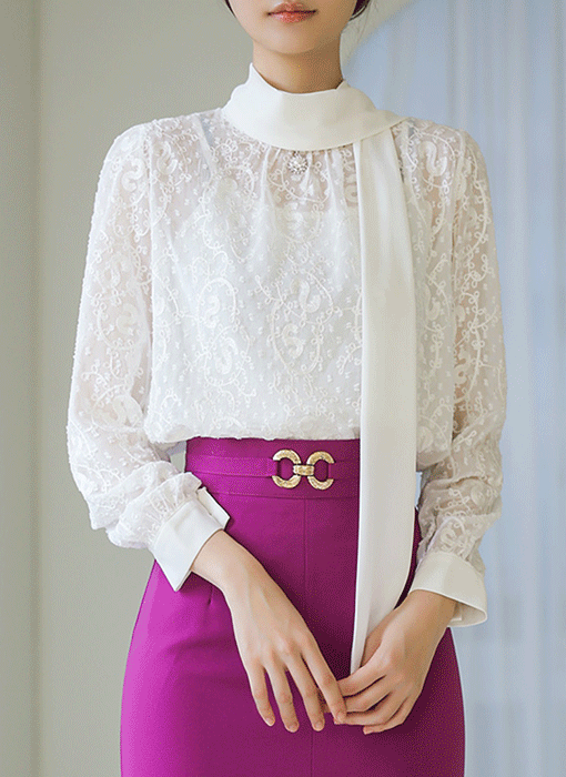 Poetic Lace Tie Blouse 