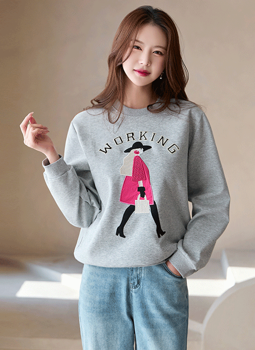 Playful Patch Lettering Sweatshirt 