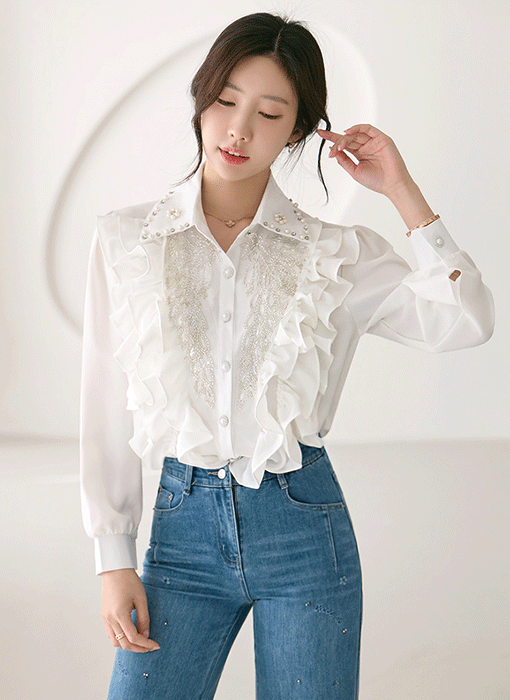 Beaded Glamour Frill Blouse
