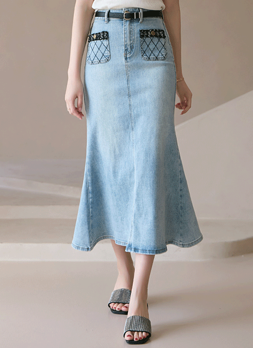 CurveTweed Glam Denim Skirt