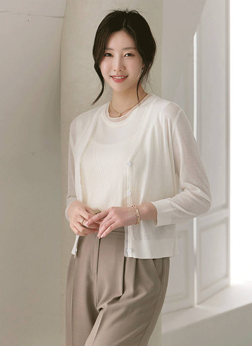 Sheer Edge Airy Knit Cardigan