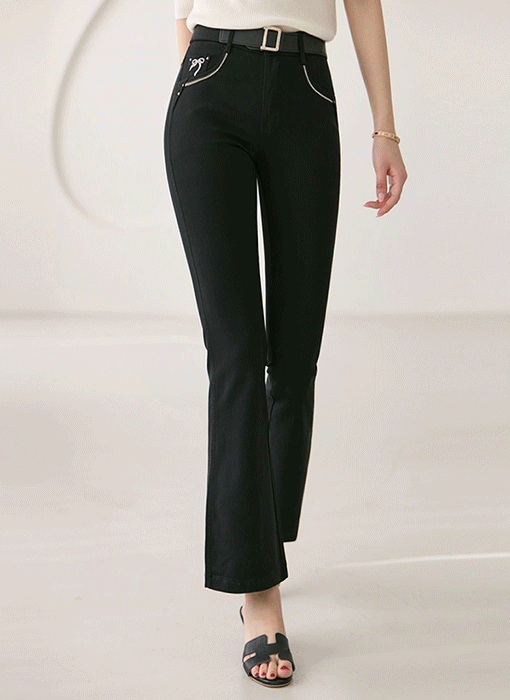 Crystal Curve Slim Boot-cut Slacks