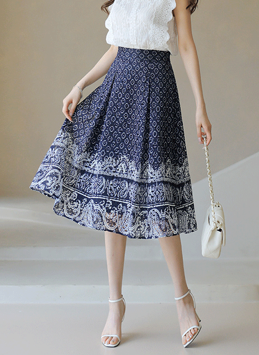 [LouisAngel] Ethnic Grace Paisley Lace Skirt