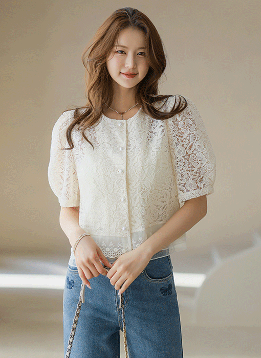 Petal Sheer Lace Blouse