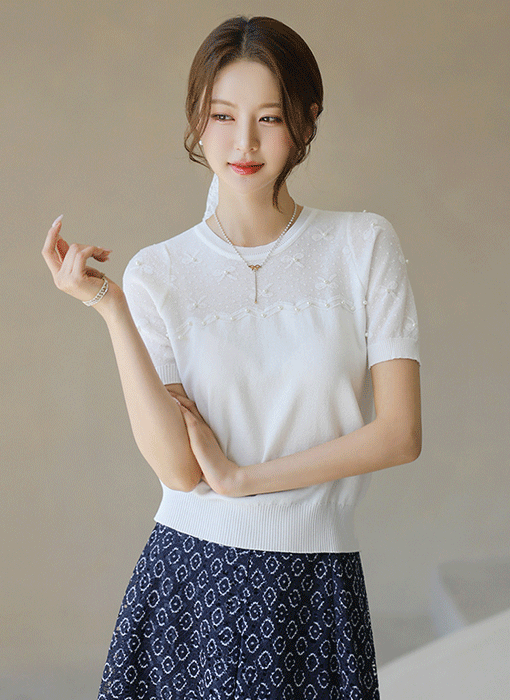 Pearl Ribbon Jacquard Knit